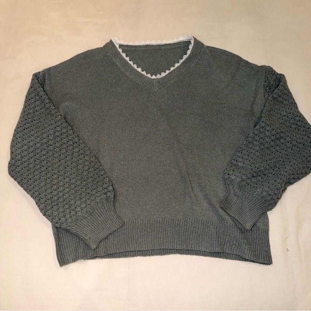 NWOT - V-Neck Spring Sweater - Sage Green